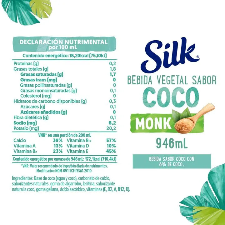 Bebida vegetal sabor coco sin azúcar c/monk fruit