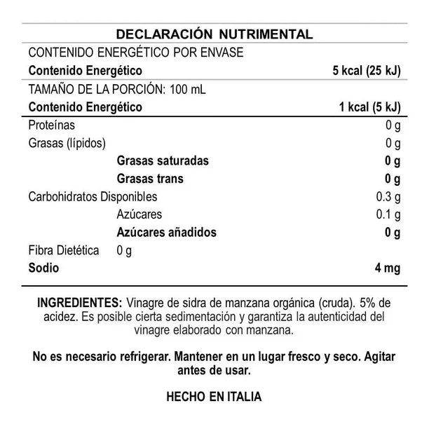Vinagre de manzana de nigris 500 ml.