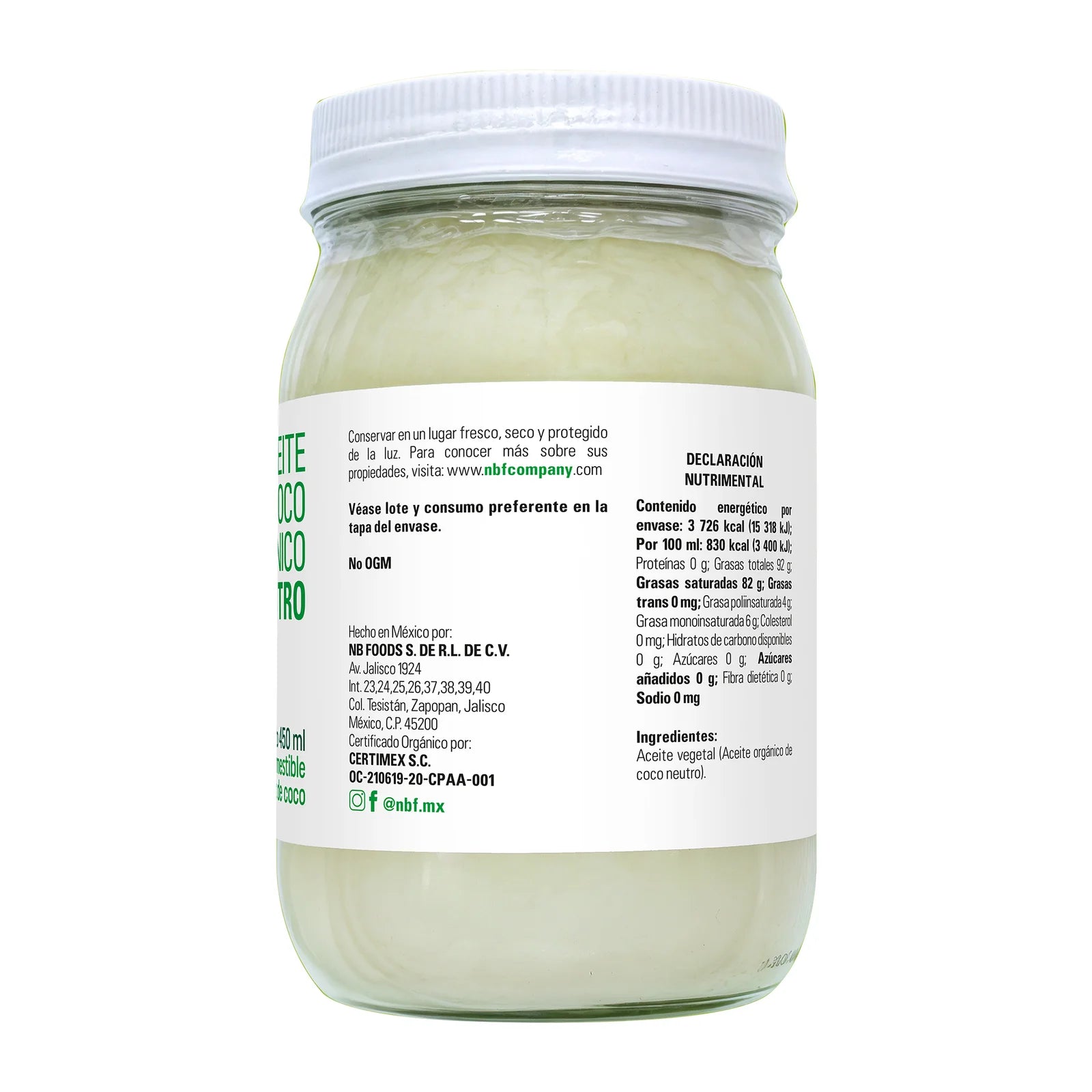 Aceite de coco neutro orgánico