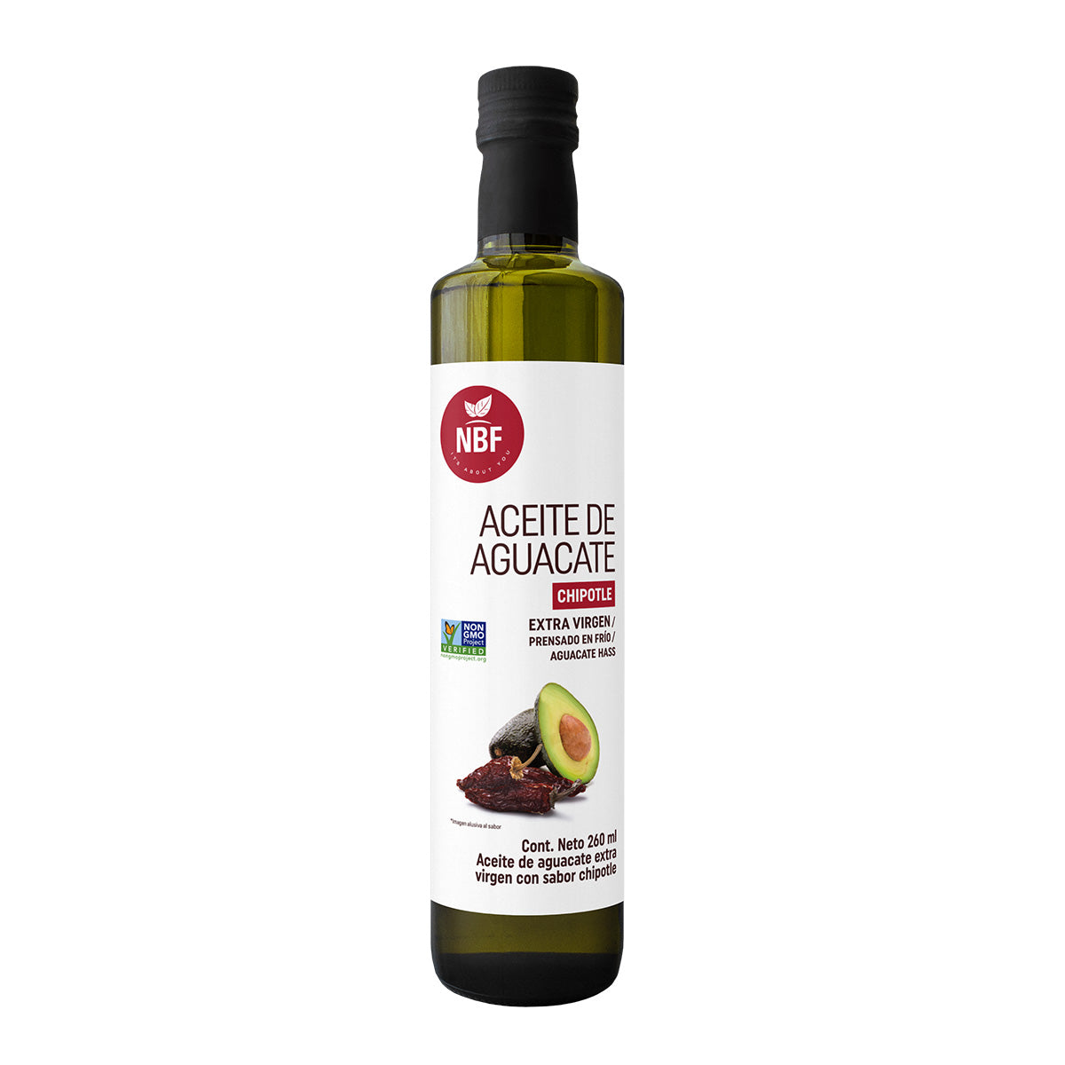 Aceite de aguacate chipotle NBF 260 ml.