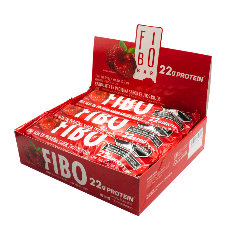 Caja barra de proteína sabor frutos rojos FIBO