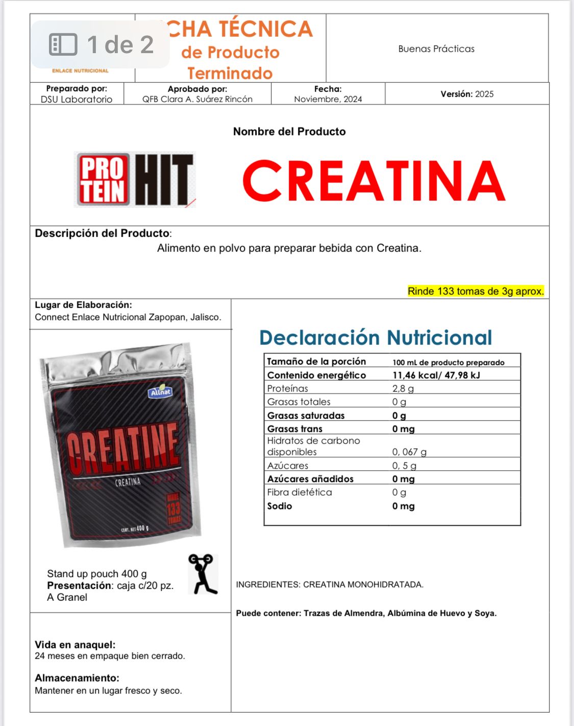 Creatina agranel 940 gramos