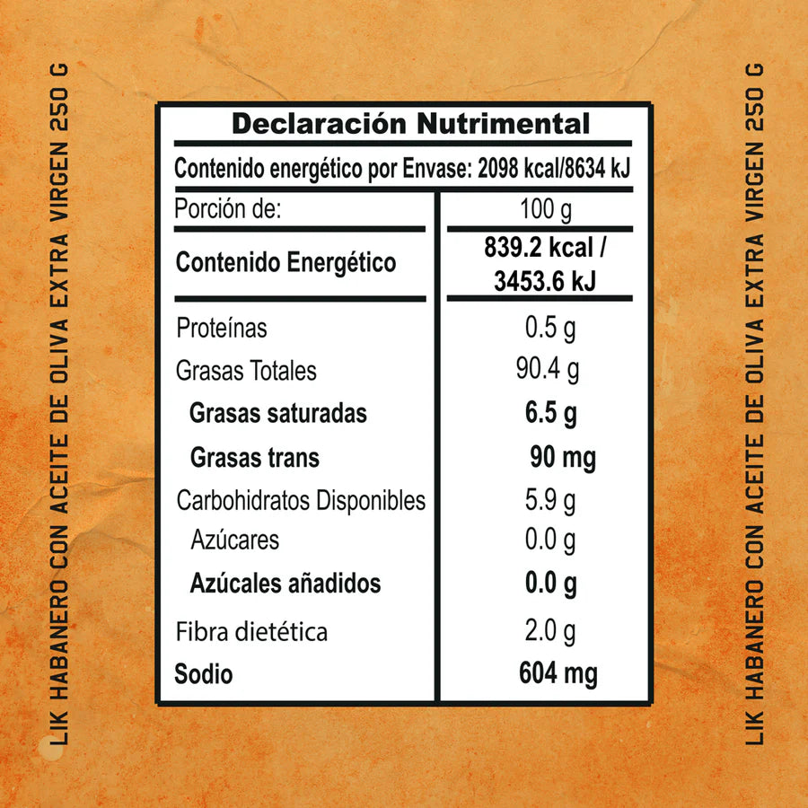 Chicharron de Habanero con Aceite de Oliva Lik