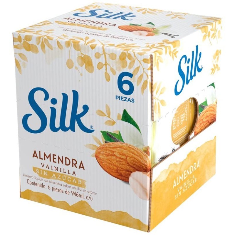 Caja de leches vegetales silk almendra sin azúcar 6/946ml